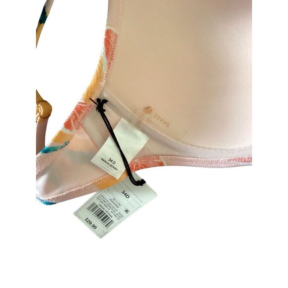 Shade & Shore women’s light lined  Front tie textured Bikini Top  ( Grapefruit P - Picture 3 of 10